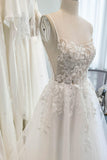 A-Line Sweep-Brush Train Lace Tulle Wedding Dress CW3103 - COCOMELODY