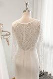 Trumpet Sweep-Brush Train Lace Satin Wedding Dress CW3110CR - COCOMELODY