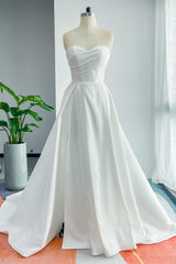 A-Line Court Train Mikado Wedding Dress CW3124 - COCOMELODY
