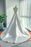 A-Line Court Train Mikado Wedding Dress CW3124 - COCOMELODY