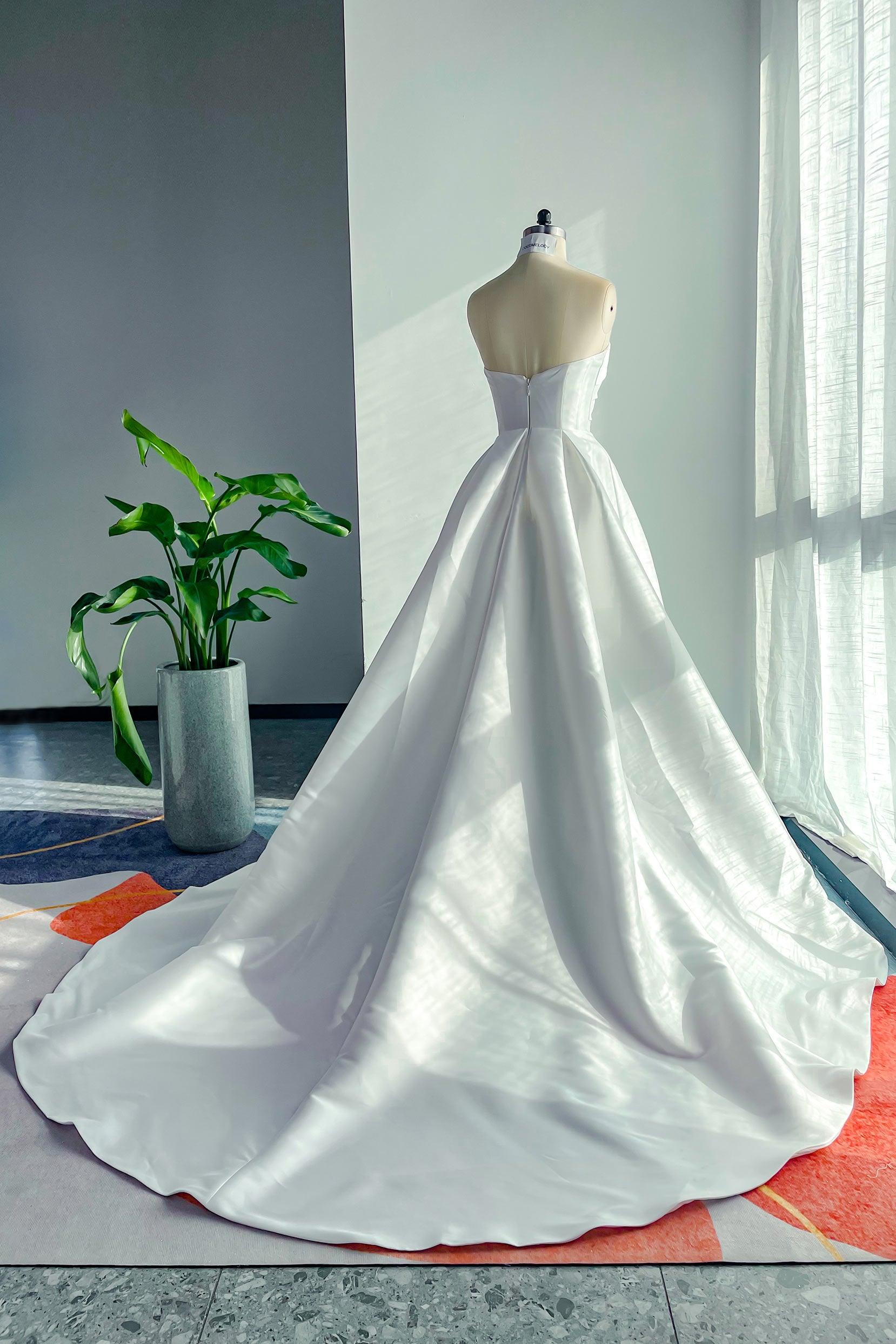 A-Line Court Train Mikado Wedding Dress CW3124 - COCOMELODY
