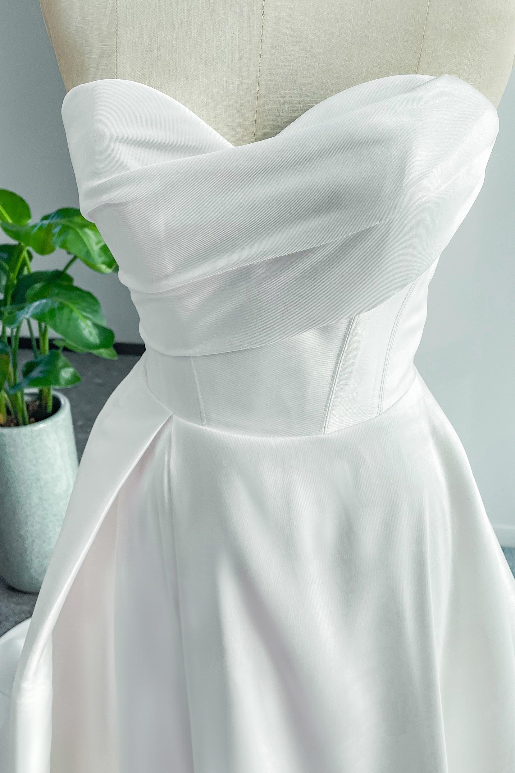A-Line Court Train Mikado Wedding Dress CW3124 - COCOMELODY