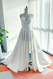 A-Line Court Train Mikado Wedding Dress CW3126 - COCOMELODY