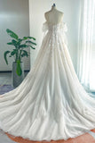 A-Line Chapel Train Lace Tulle Wedding Dress CW3128 - COCOMELODY
