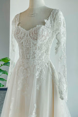 A-Line Court Train Lace Tulle Wedding Dress CW3129 - COCOMELODY