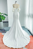 Trumpet-Mermaid Court Train Stretch Satin Wedding Dress CW3130 - COCOMELODY