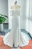 Trumpet-Mermaid Court Train Stretch Satin Wedding Dress CW3130 - COCOMELODY