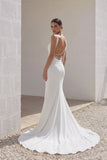 Trumpet-Mermaid Court Train Stretch Satin Wedding Dress CW3136