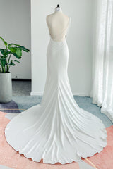 Trumpet-Mermaid Court Train Stretch Satin Wedding Dress CW3136 - COCOMELODY