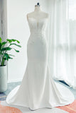 Trumpet-Mermaid Court Train Lace Stretch Satin Wedding Dress CW3137 - COCOMELODY