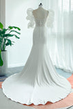 Trumpet-Mermaid Court Train Lace Stretch Satin Wedding Dress CW3137 - COCOMELODY
