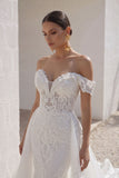 Trumpet-Mermaid Chapel Train Lace Tulle Wedding Dress CW3149