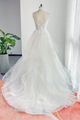 A-Line Court Train Lace Tulle Wedding Dress CW3154 - COCOMELODY