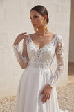 A-Line Court Train Lace Chiffon Wedding Dress CW3163