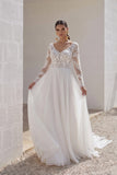A-Line Court Train Lace Chiffon Wedding Dress CW3163