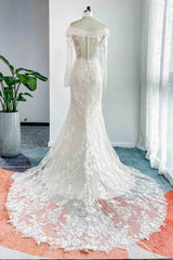 Trumpet-Mermaid Chapel Train Lace Tulle Wedding Dress CW3204CR - COCOMELODY