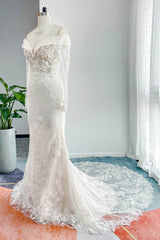 Trumpet-Mermaid Chapel Train Lace Tulle Wedding Dress CW3204CR - COCOMELODY