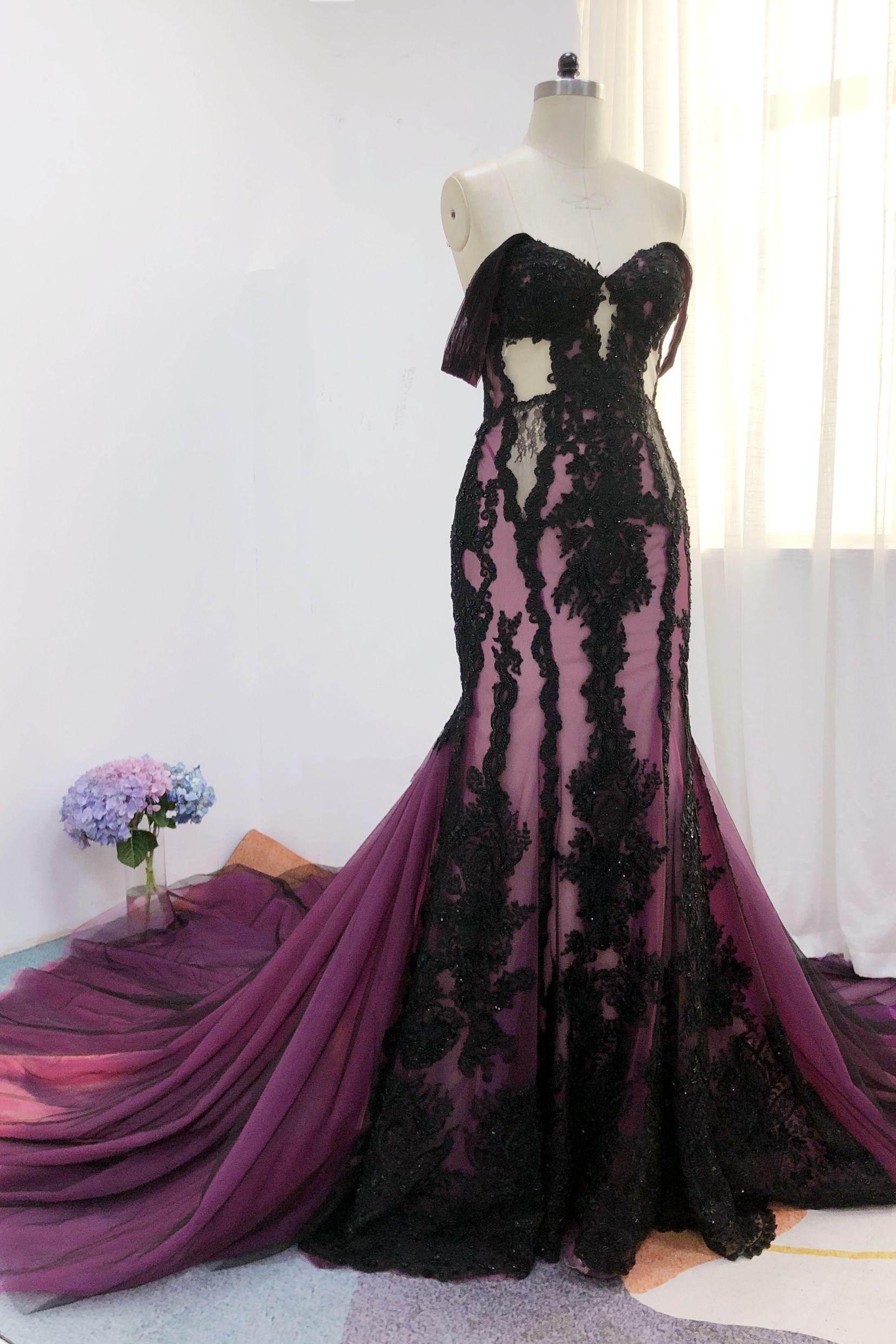 Trumpet-Mermaid Cathedral Train Lace Tulle Wedding Dress CW3223 - COCOMELODY