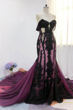 Trumpet-Mermaid Cathedral Train Lace Tulle Wedding Dress CW3223 - COCOMELODY
