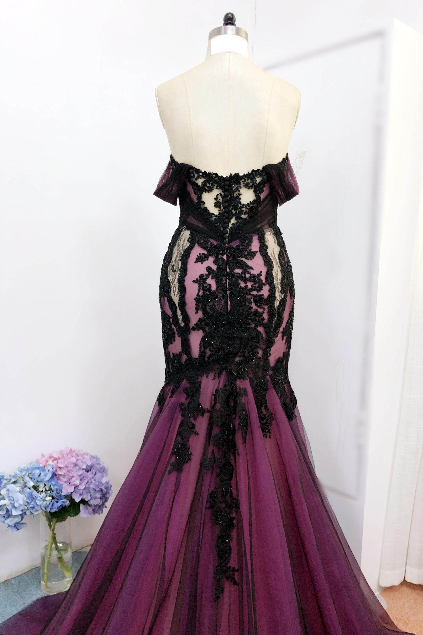 Trumpet-Mermaid Cathedral Train Lace Tulle Wedding Dress CW3223 - COCOMELODY