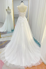 A-Line Court Train Lace Tulle Wedding Dress CW3227 - COCOMELODY