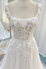 A-Line Court Train Lace Tulle Wedding Dress CW3227 - COCOMELODY