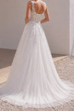 A-Line Court Train Lace Tulle Wedding Dress CW3227