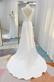 A-Line Court Train Crepe Wedding Dress CW3231 - COCOMELODY