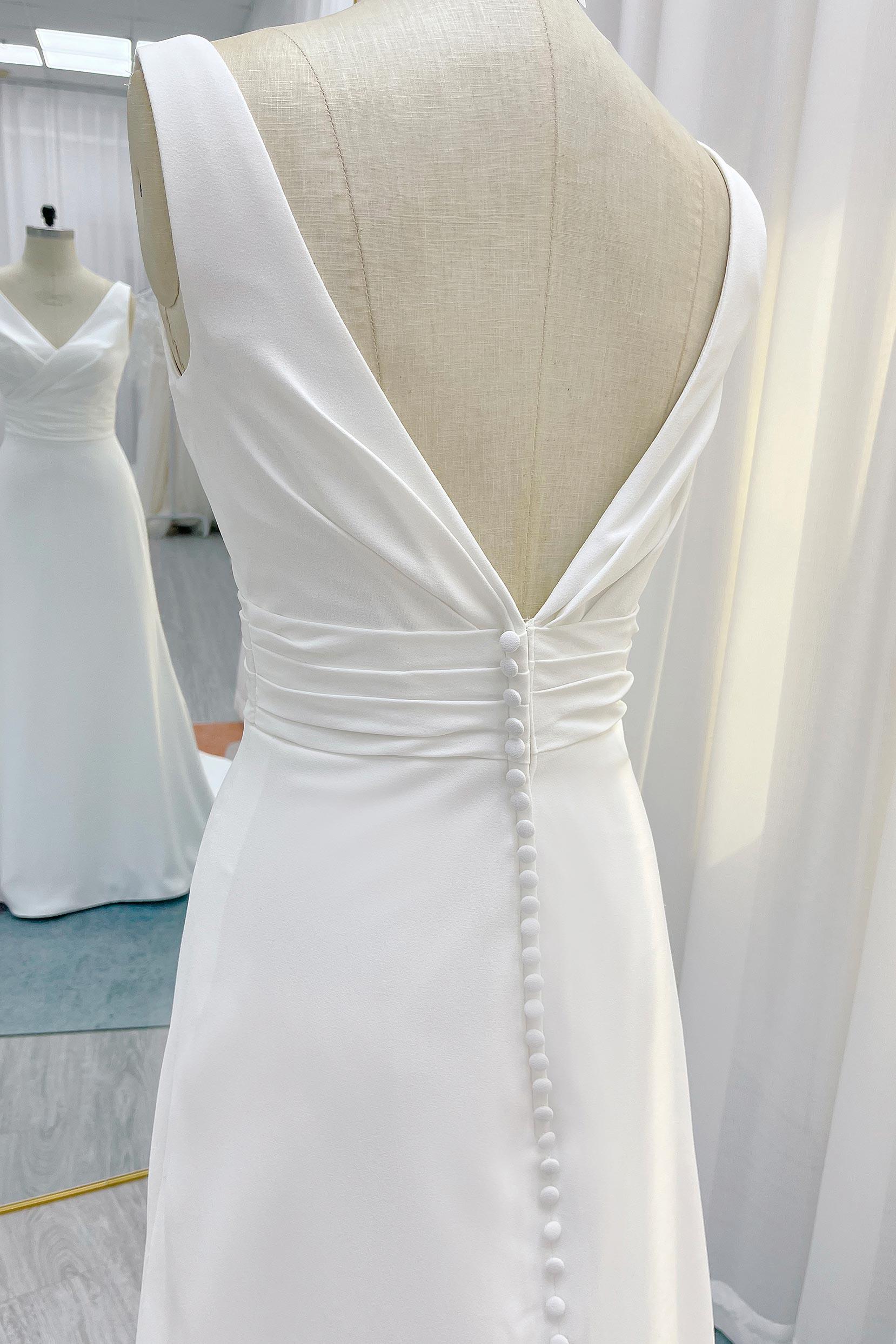 A-Line Court Train Crepe Wedding Dress CW3231 - COCOMELODY