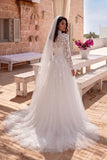A-Line Court Train Lace Tulle Wedding Dress CW3234