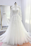 A-Line Court Train Lace Tulle Wedding Dress CW3234CR - COCOMELODY