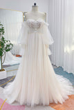 A-Line Court Train Lace Tulle Wedding Dress CW3237 - COCOMELODY