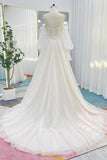 A-Line Court Train Lace Tulle Wedding Dress CW3237 - COCOMELODY