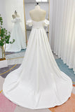 A-Line Court Train Elastic Cloth Wedding Dress CW3247 - COCOMELODY