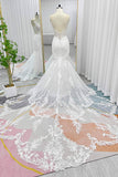 Trumpet-Mermaid Cathedral Train Lace Tulle Wedding Dress CW3256 - COCOMELODY