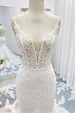 Trumpet-Mermaid Cathedral Train Lace Tulle Wedding Dress CW3256 - COCOMELODY