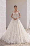 Ball Gown Chapel Train Lace Tulle Wedding Dress CW3261