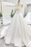 Ball Gown Chapel Train Satin Wedding Dress CW3272 - COCOMELODY