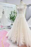 A-Line Chapel Train Lace Tulle Wedding Dress CW3278 - COCOMELODY