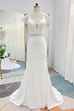 Trumpet-Mermaid Court Train Stretch Satin Wedding Dress CW3288 - COCOMELODY