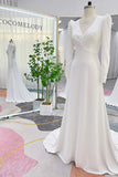 A-Line Court Train Stretch Satin Wedding Dress CW3289 - COCOMELODY