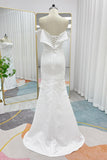 Mermaid Sweep-Brush Train Jacquard Satin Wedding Dress CW3294 - COCOMELODY