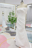 Mermaid Sweep-Brush Train Jacquard Satin Wedding Dress CW3294 - COCOMELODY