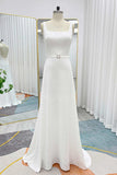 Mermaid Sweep-Brush Train Jacquard Satin Wedding Dress CW3296 - COCOMELODY