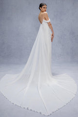 Sheath-Column Chapel Train Chiffon Wedding Dress CW3330 - COCOMELODY