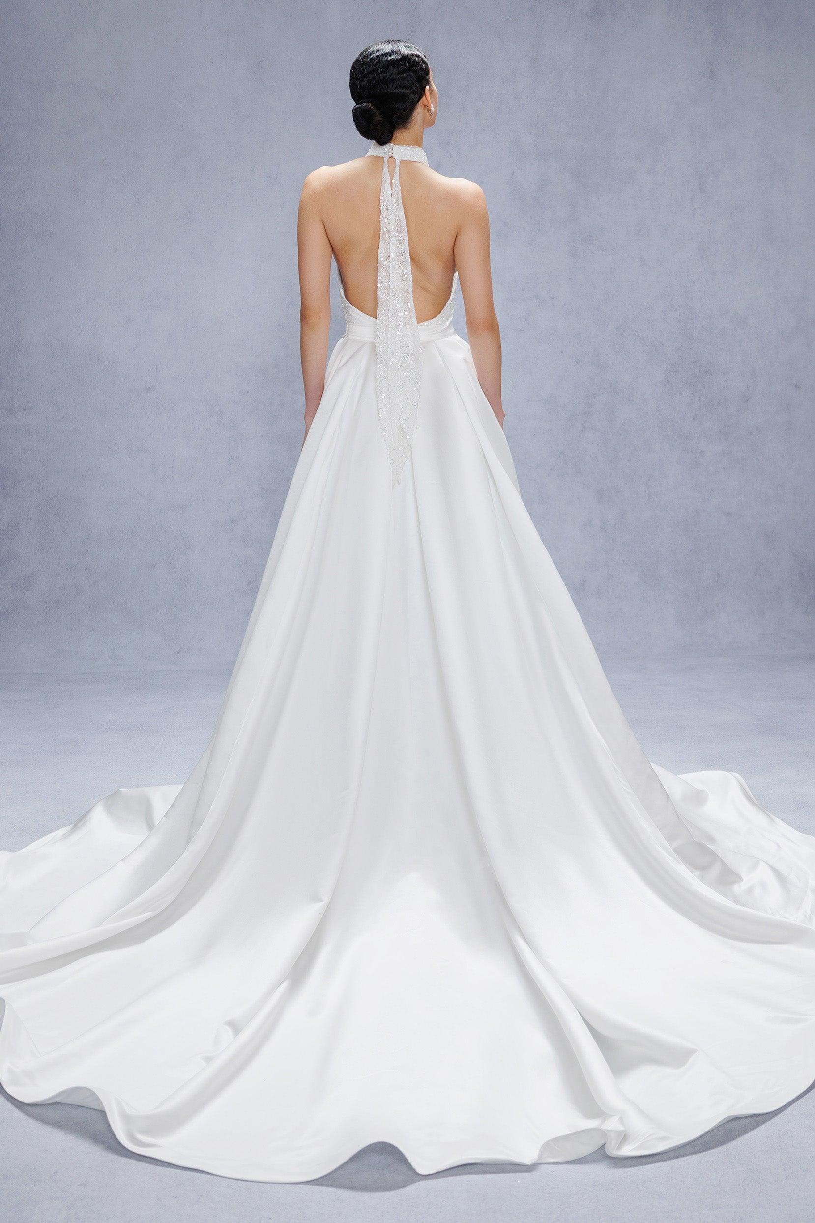 Trumpet-Mermaid Court Train Satin Wedding Dress CW3331 - COCOMELODY