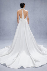 Trumpet-Mermaid Court Train Satin Wedding Dress CW3331 - COCOMELODY
