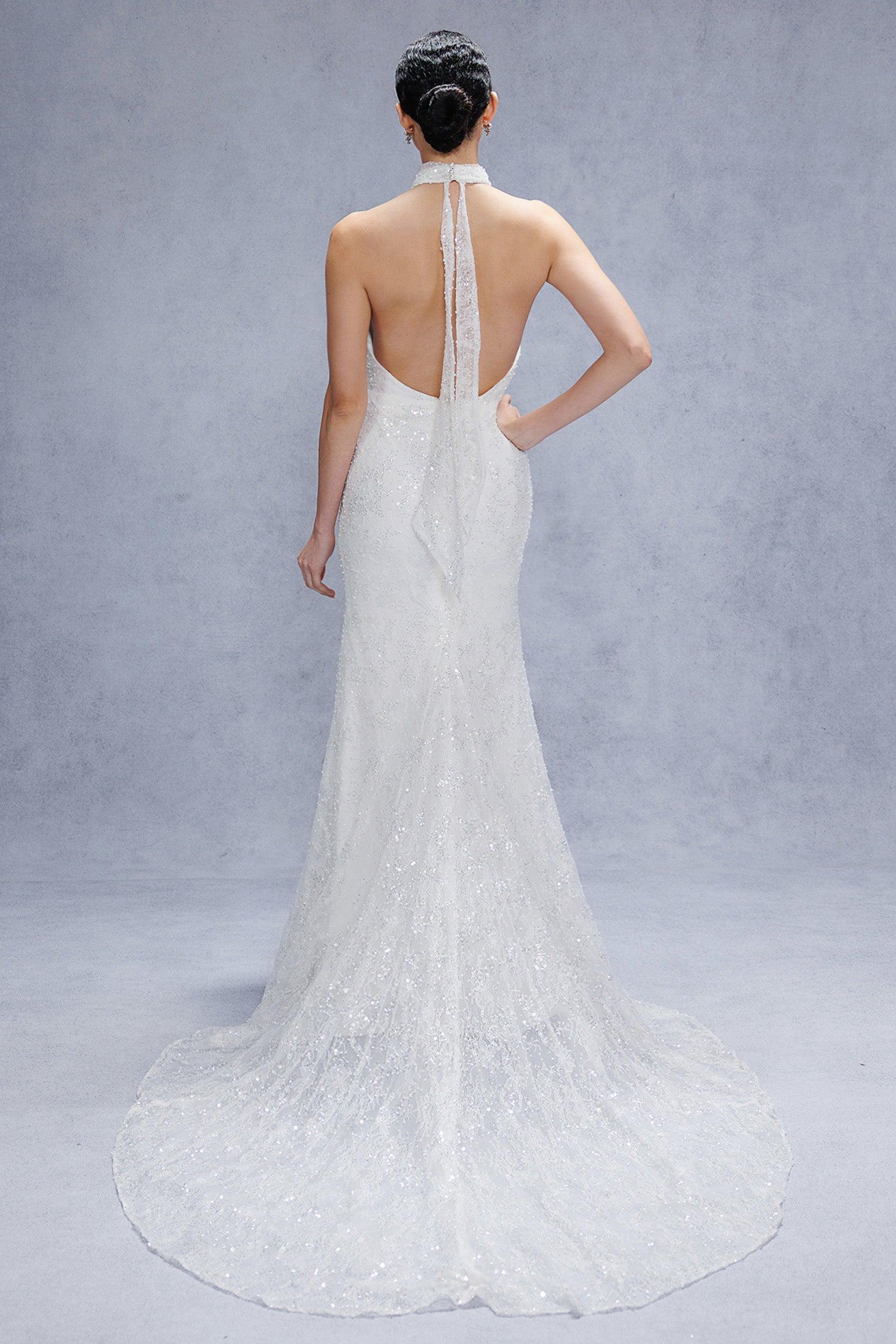 Trumpet-Mermaid Court Train Satin Wedding Dress CW3331 - COCOMELODY