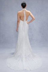 Trumpet-Mermaid Court Train Satin Wedding Dress CW3331 - COCOMELODY