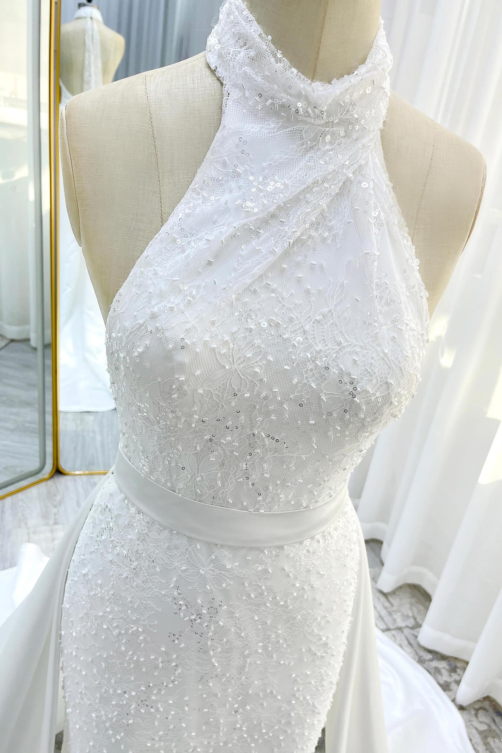 Trumpet-Mermaid Court Train Satin Wedding Dress CW3331 - COCOMELODY